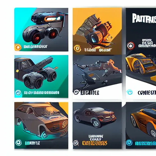 Image similar to car engine car parts concept art card, comic page, realistic fortnite, ui card