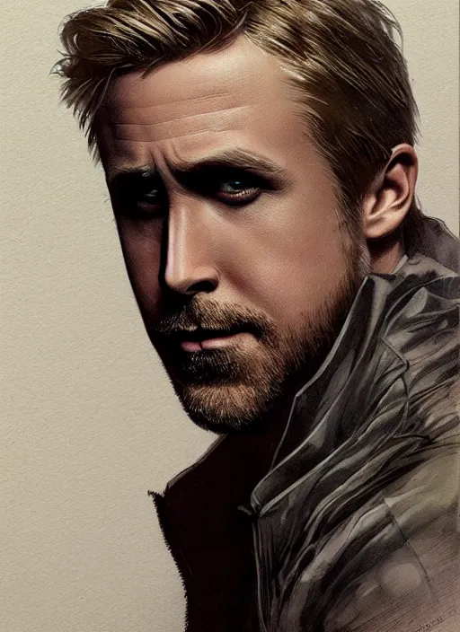 Image similar to portrait of ryan gosling, marvel comics, dark, intricate, highly detailed, smooth, artstation, digital illustration by ruan jia and mandy jurgens and artgerm and wayne barlowe and greg rutkowski and frank frazetta