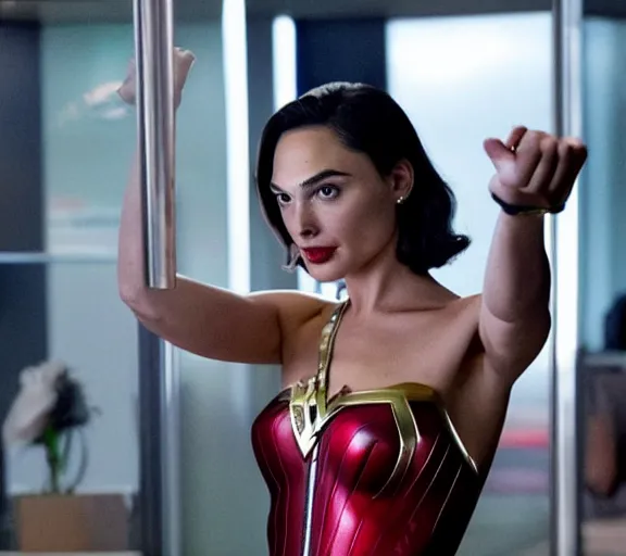 Image similar to Gal Gadot as Margot Robbie in the Wolf of Wall Street