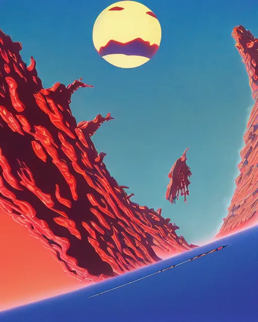 Image similar to evangelion by roger dean, 4 k, hyper detailed