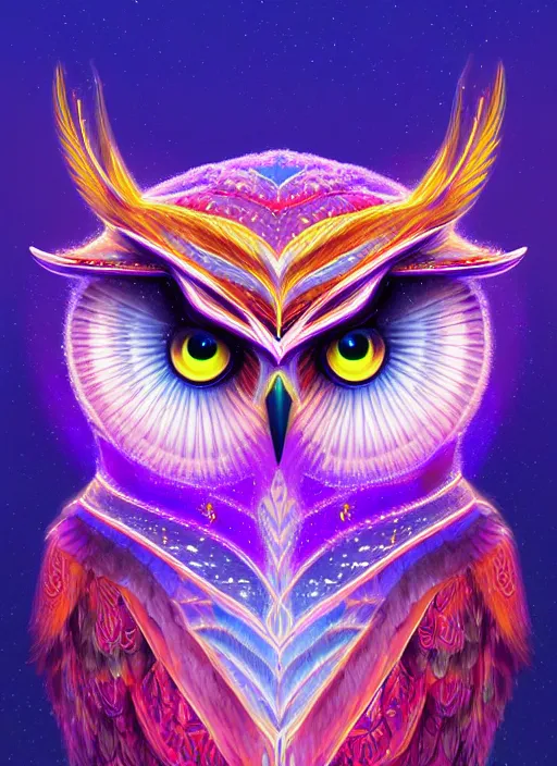 Image similar to symmetry!! product render poster vivid colors divine proportion owl, ice and snow, glowing fog intricate, elegant, highly detailed, digital painting, artstation, concept art, smooth, sharp focus, illustration,