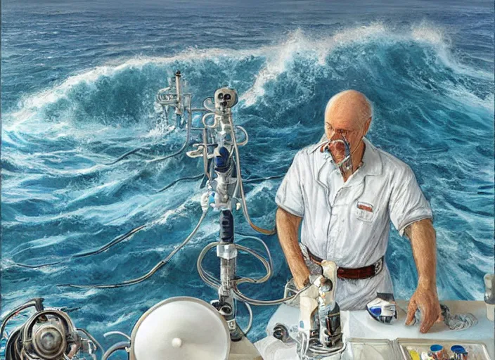 Image similar to a highly detailed ocean portrait of a dentist, james gurney, james jean