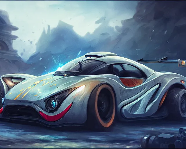 Image similar to sports car photography, deep focus, d & d, fantasy, intricate, elegant, highly detailed, digital painting, artstation, concept art, matte, sharp focus, illustration, hearthstone,