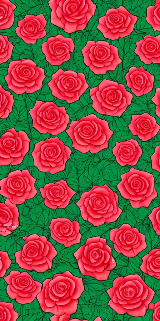 Image similar to seamless pattern of beautiful roses with leaves and throns, colourful, symmetrical, repeating 35mm photography