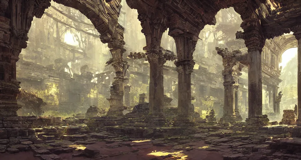 Temple Ruin Interior Background