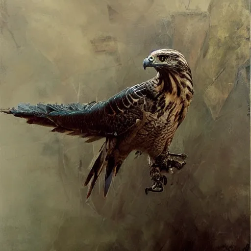 Image similar to hawk morphed with rattlesnake, half hawk half rattlesnake, highly detailed jeremy mann painting