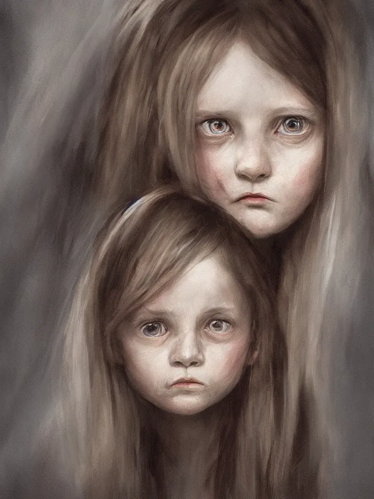 Image similar to haunting and sad girl portrait by disney concept artists, blunt borders, golden ratio