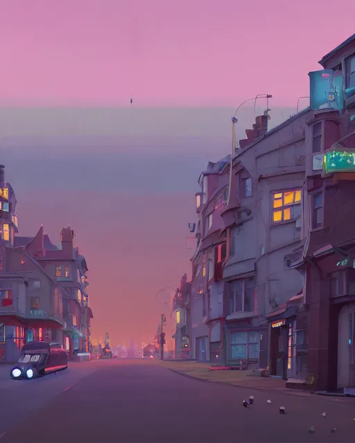 Image similar to painting of brighton, england, detailed, by simon stalenhag, cory loftis, james gilleard, atey ghailan, makoto shinkai, goro fujita, studio ghibli, rim light, exquisite lighting, clear focus, very coherent, plain background, soft painting