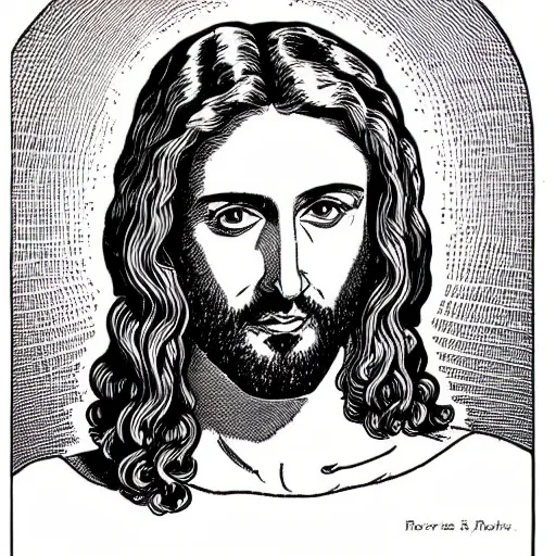 Image similar to portrait of jesus as a woman, by robert crumb, b&w