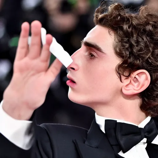 Image similar to timothee chalamet blowing a kiss