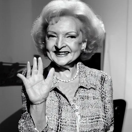 Prompt: betty white crossing fingers for luck