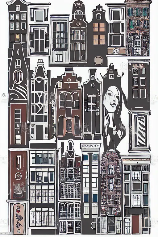 Prompt: minimalist boho style art of amsterdam, illustration, vector art