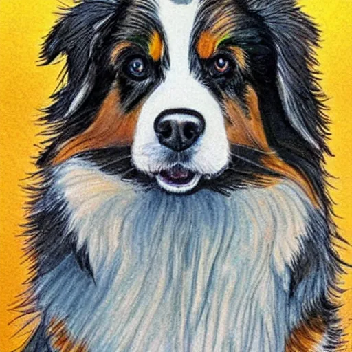 Prompt: australian shepard drawn by neil gaiman