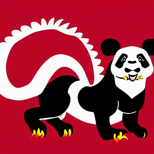 Image similar to vector art of welsh dragon and panda mixed, intercrossed, chimera, adobe illustrator