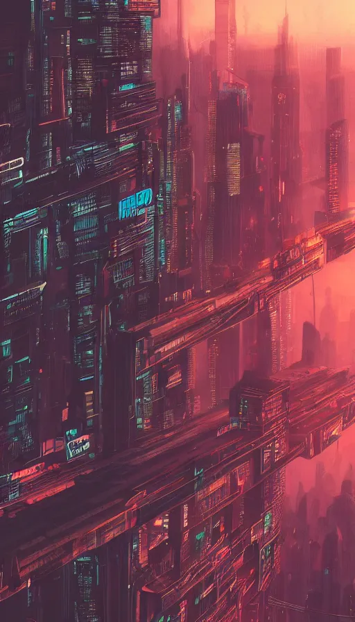 Image similar to a man standing on top of a bridge over a city, cyberpunk art by Vincent Lefevre, behance contest winner, altermodern, cityscape, synthwave, matte painting