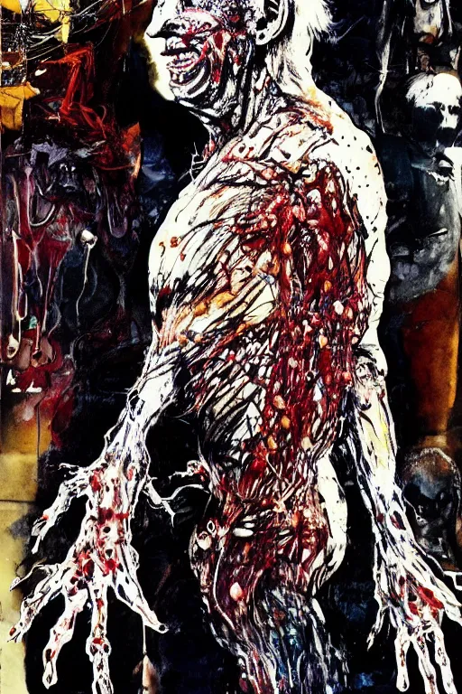 Image similar to Joe Biden full body shot, Body horror, biopunk, by Ralph Steadman, Francis Bacon, Hunter S Thompson