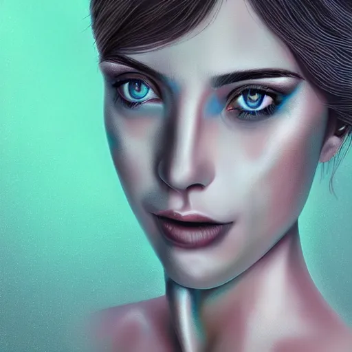 Image similar to a woman with iridescent eyes, digital art