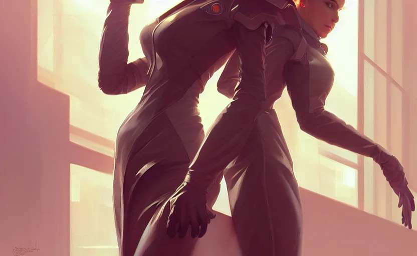 Image similar to Female in office dress, sci-fi, highly detailed, digital painting, artstation, concept art, smooth, sharp focus, illustration, art by artgerm and greg rutkowski and alphonse mucha