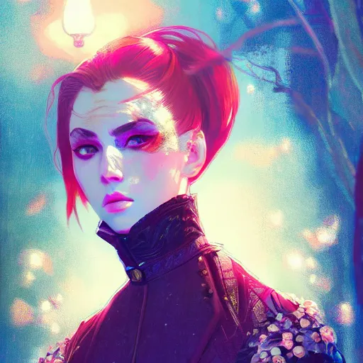 Image similar to feminine nicolas cage in seductive clothing by ross tran, walking in a castle painted by sana takeda, rtx reflections, very high intricate details, painting by van gogh, digital anime art, medium shot, mid - shot, composition by ilya kuvshinov, lighting by greg rutkowski