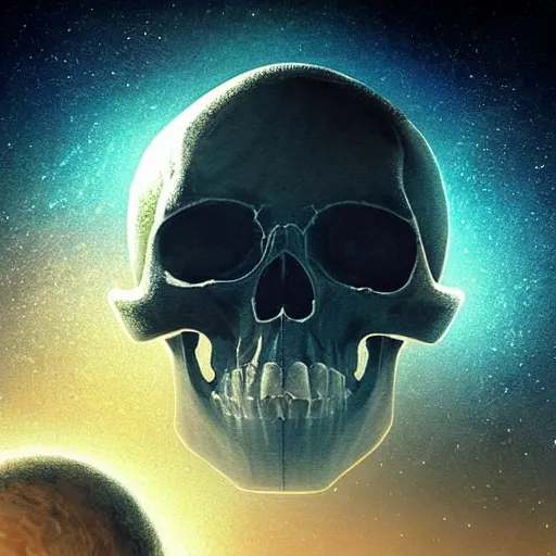 Image similar to a planet that resembles a skull, stars in the background, natural, ultra detail. digital painting, beautiful, concept art, ethereal, cinematic, epic, 8k, high detail, Artstation, illustration, Trending on Artstation, Artstation HQ, Artstation HD, deviant art, Pinterest, digital art,