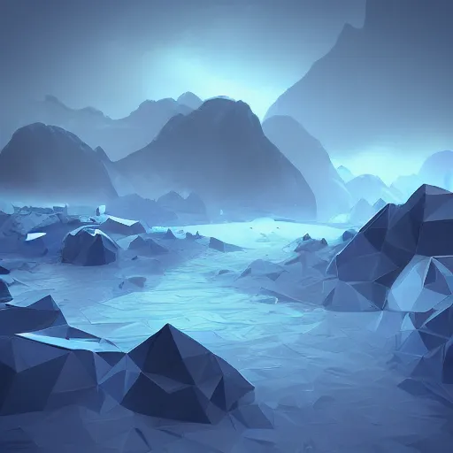 Prompt: two splashes of blue liquid on a black background, concept art by muggur, polycount, environmental art, concept art, low poly