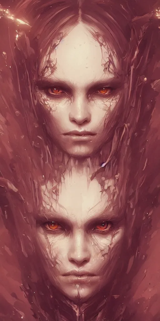 Image similar to a demon girl at the gates of hell, flawless symmetrical pretty cute face, greg rutkowski, 8 k, shallow depth of field, intricate detail, concept art,