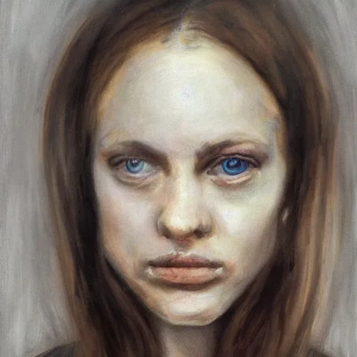 Image similar to realistic! portrait studies of a woman!! in a museum! gallery, grim, solitary! by jane atche - h 8 0 0