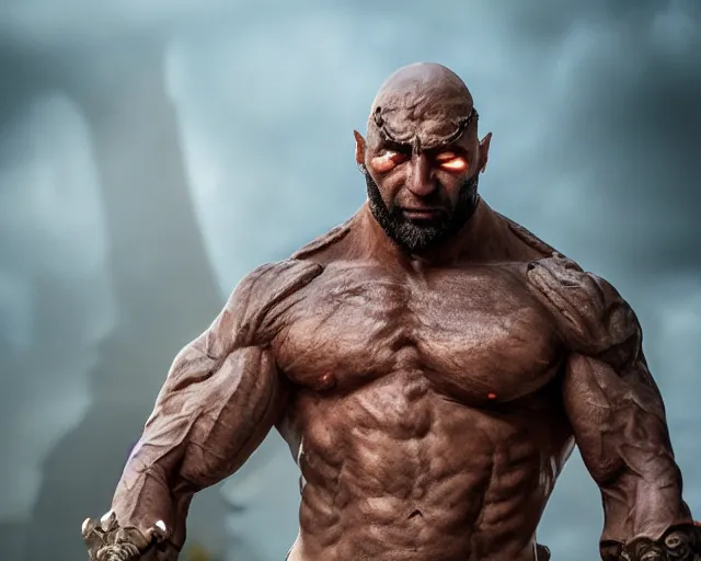 Image similar to dave bautista as a one eyed mythological cyclops. highly detailed 8 k. intricate. lifelike. soft diffused light. nikon d 8 5 0.