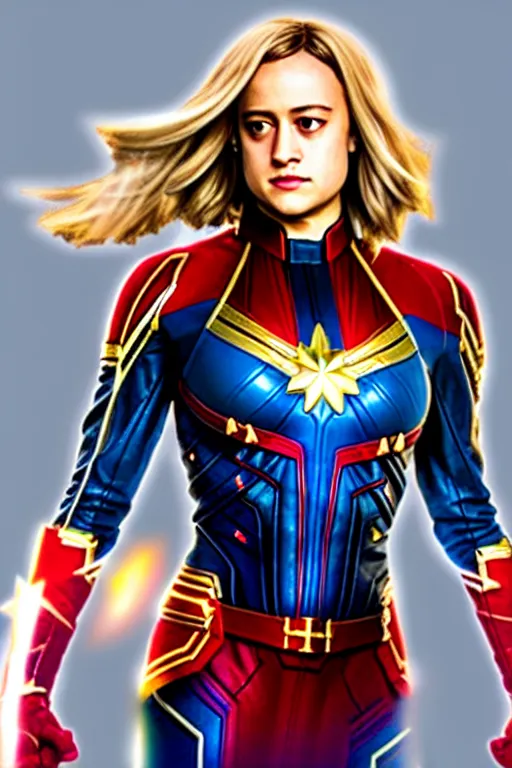 Prompt: Lili Reinhart as Captain Marvel, smug, MCU