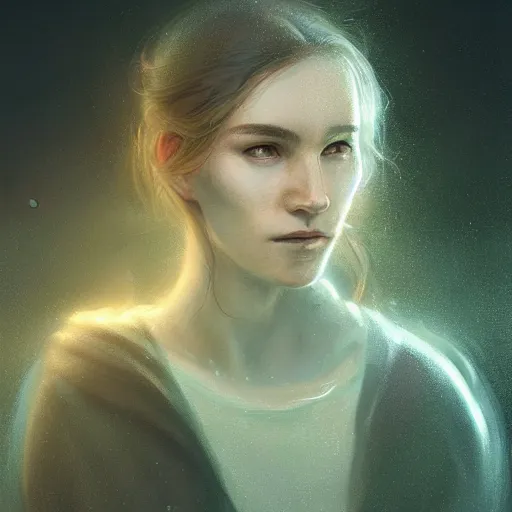 Image similar to Beautiful aesthetically pleasing female oracle of Delphi portrait, face centered portrait, Confident, fog, rain, volumetric lighting, beautiful, golden hour, sharp focus, ultra detailed, conceptartworld by Leesha Hannigan, Ross Tran, Thierry Doizon, Kai Carpenter, Ignacio Fernández Ríos