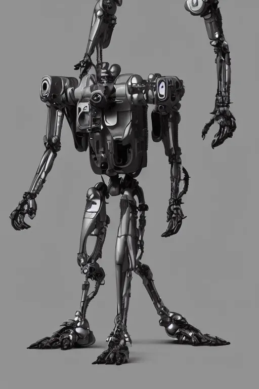 Image similar to a scifi robot made by weta workshop, futuristic, punk, sci - fi, hard surface modeling, concept art, boston dynamics,