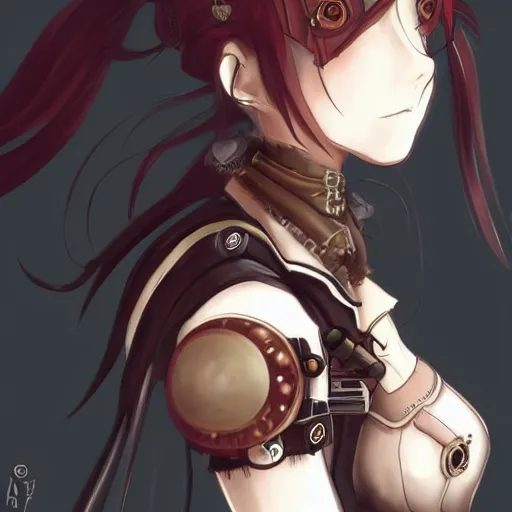 Prompt: steampunk themed anime girl with a steampunk robotic crow on her shoulder, finely detailed, portrait, beautiful, cinematic lighting,