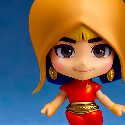 Image similar to pixar aladdin as nendoroid, side view, 8 k hd dof, kodak film,