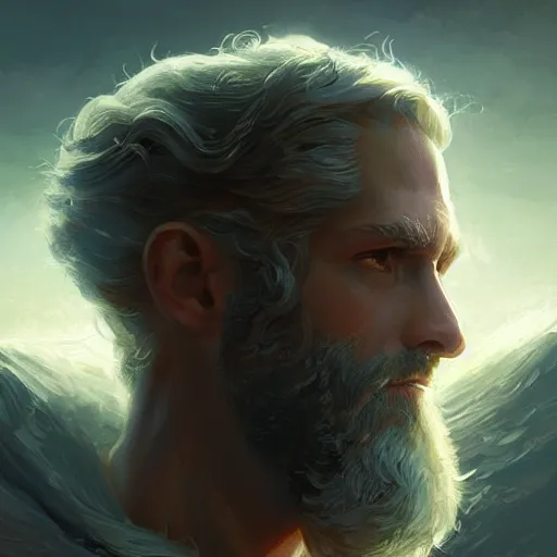 Prompt: Portrait of Neptune, greek god, intricate, cinematic lighting, highly detailed, digital painting, artstation, concept art, smooth, sharp focus, illustration, art by Artgerm and Greg Rutkowski, Cgsociety