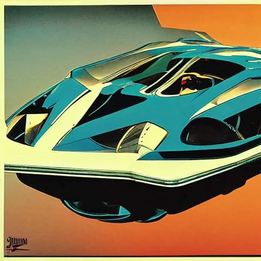 Prompt: futuram cartoon flying vehicles drawn by syd mead