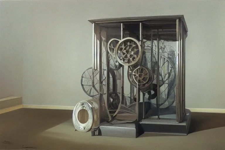 Prompt: A hyperrealistic painting of a time travel machine by Claudio Bravo