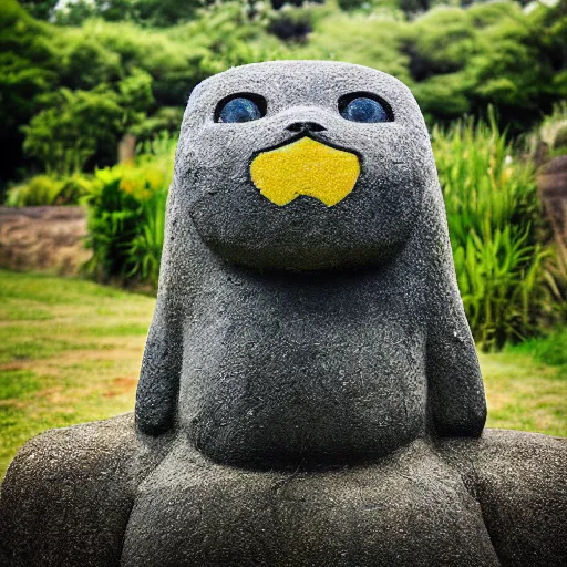 Image similar to pikachu as a moai statue, portrait photo