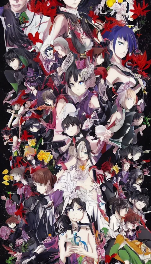 Image similar to life and death mixing together, by gainax co,