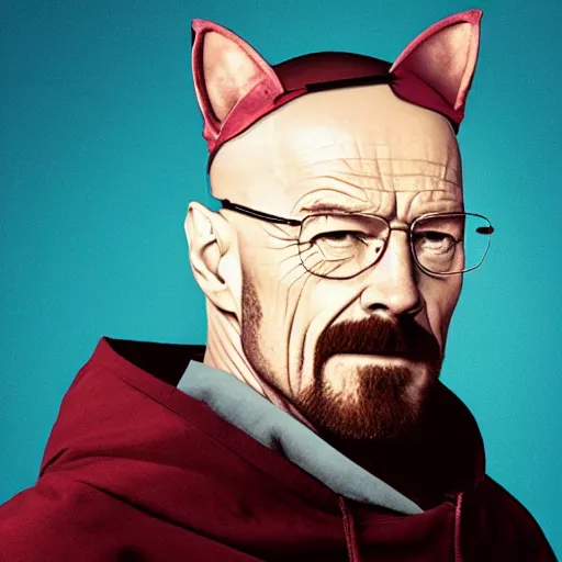 Image similar to walter white wearing cat ears,