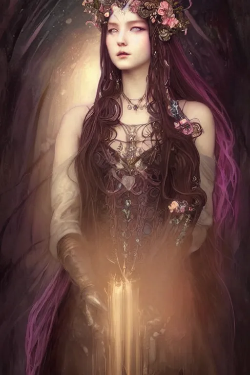 Image similar to beautiful and victorian and luxury and gothic and goddess young medieval dark princess portrait like blackpink lisa+front face with light flowing hair, ultradetail face, art and illustration by miqi and tian zi and craig mullins and WLOP and alphonse mucha, fantasy, intricate complexity, human structure, human anatomy, fantasy character concept, dynamic lighting, neon light, ssci-fi, watermark, blurry, hyperrealism 8k