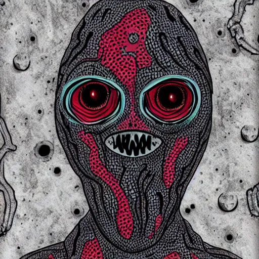 Image similar to trypophobia alien, horror art