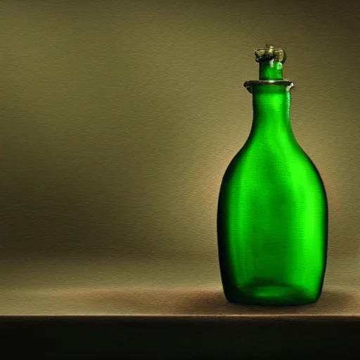 Prompt: a painting of a complex detailed steampunk mechanical green colored potion bottle centred on a counter, by h. r. giger, hyperrealistic fantasy art, concept matte, ethereal, dreamy, digital art, trending on artstation, volumetric cinematic lighting