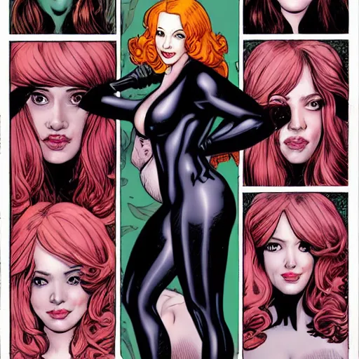 Prompt: christina hendricks as illustrated by frank cho