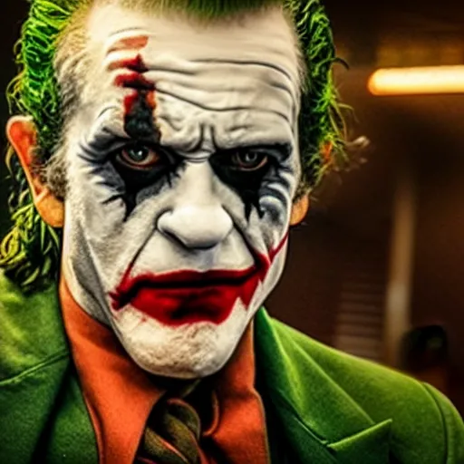 Image similar to film still of Mel Gibson as joker in the new Joker movie