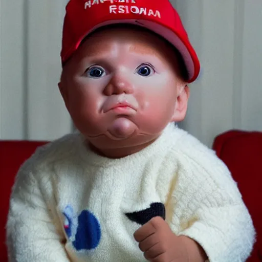 Prompt: donald trump dressed as a baby, hyper realistic, 4k