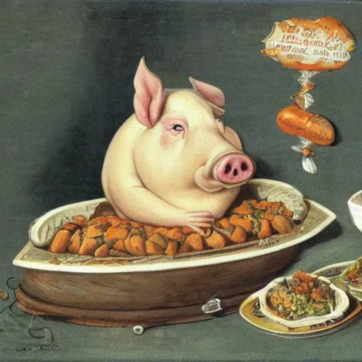 Image similar to a fat pig full from a feast