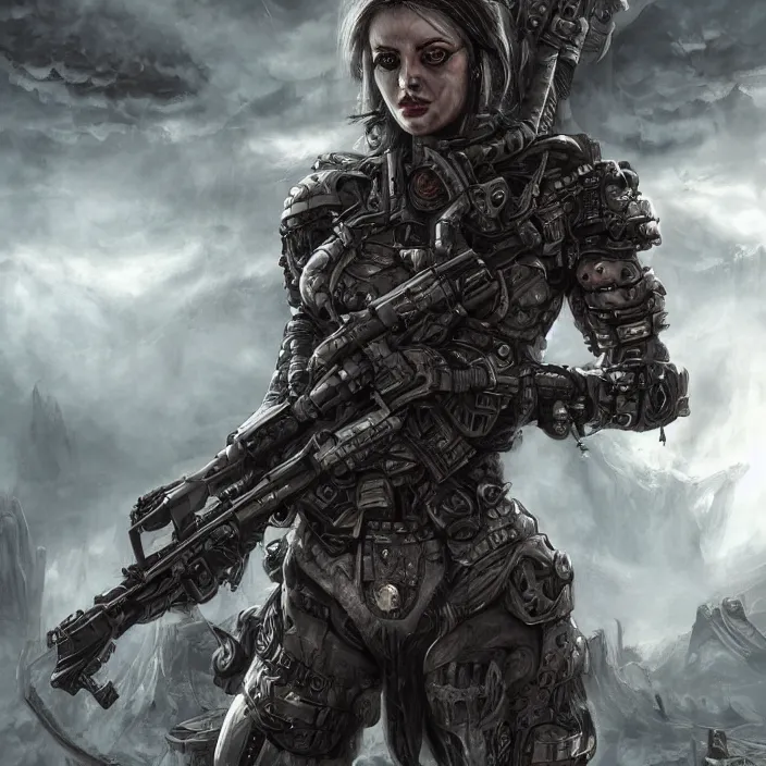 Image similar to apocalyptic woman attached to machine weaponry, hyper - detailed, smooth, sharp focus, 4 k ultra hd, fantasy dark art, apocalyptic art