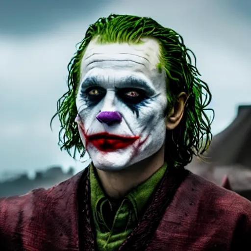 Image similar to The joker in Vikings 4K quality super realistic