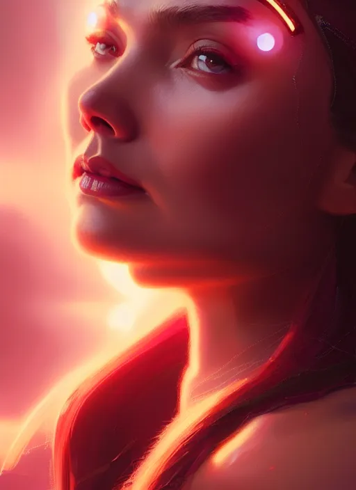 Image similar to portrait of modern darna, elizabeth olsen, intricate, elegant, glowing lights, highly detailed, digital painting, artstation, glamor pose, concept art, smooth, sharp focus, illustration, art by wlop, mars ravelo and greg rutkowski