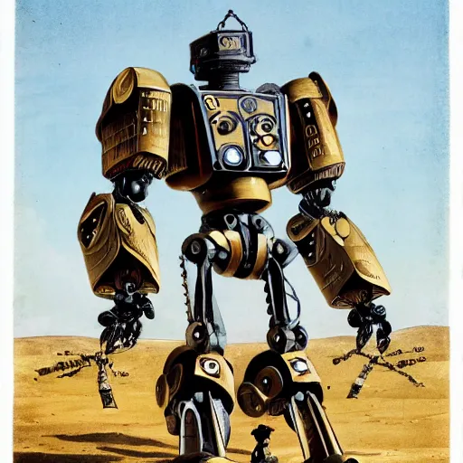 Image similar to a mecha robot vetus architectus romanus designatur. fantastica humanoideus structurae virium roboticae per visum inpendet. ultimus golem